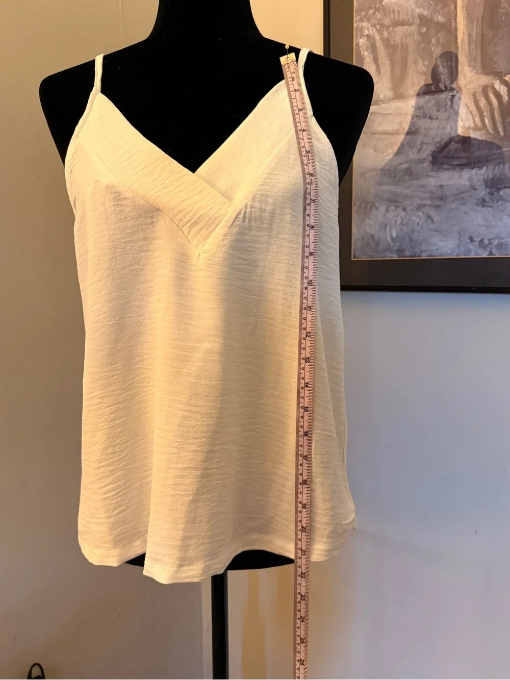 Monteau White Textured V-Neck Spaghetti Strap Cami size L